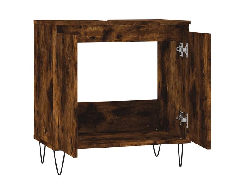  Amoire de salle de bain chêne fumé 58x33x60cm bois d'ingénierie shl1868  - Conforama E