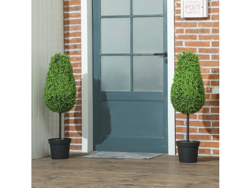  Lot de 2 buis artificiels 90 cm forme goutte en plastique vert  - Conforama B