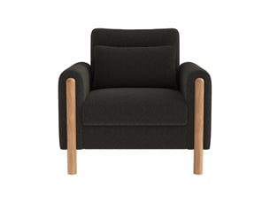 Fauteuil moderne gris avec accoudoirs et coussin épais - siège rembourré pour salon, bureau ou chambre