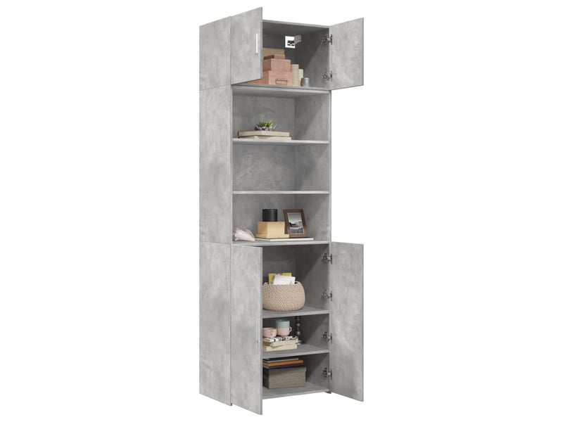  Buffet - armoire de rangement gris béton 70x42,5x225cm bois d'ingénierie  - Conforama C