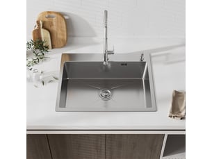 Évier inox 1 bac 50x45x22 cm argent - pour petite cuisine & camping-car - prépercé avec filtre