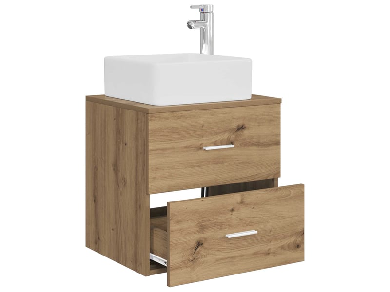  Vanité de lavabo mural, meuble de rangement chêne artisanal 49.5x41x63 cm shl2324  - Conforama C