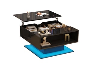 Table basse rectangulaire coloris noir <strong>MERAX</strong> <strong>table basse noir</strong> - 77 cmx80 cm