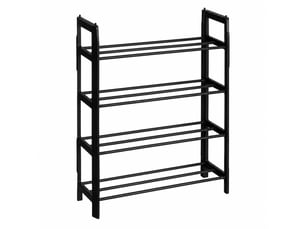 Étagère à chaussures empilable 4 niveaux en métal & plastique noir, capacité 8 paires - longueur 50 x profondeur 19 x hauteur 65 cm