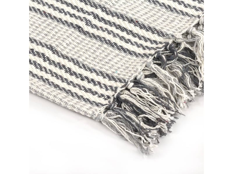  Couverture coton à rayures 160x210 cm gris et blanc  - Conforama D