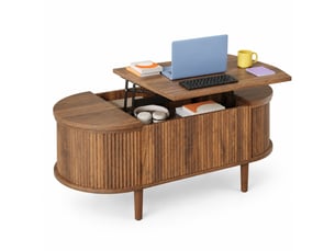 Table basse ovale coloris bois foncé LPOSPI - 48 cmx100 cm
