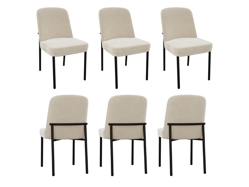  Lot de 6 chaises de salle à manger 42,5x53x82 cm velours beige et métal noir  - Conforama A