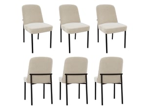 Lot de 6 chaises de salle à manger 42,5x53x82 cm velours beige et métal noir