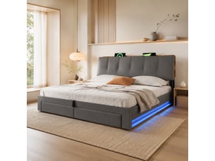 Lit coffre 180x200 cm MEULVA   coloris gris