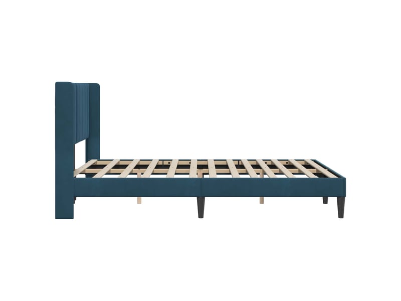  Lit double- lit adulte -  cadre de lit avec tête de lit bleu 140 x 200 cm velours  - Conforama D