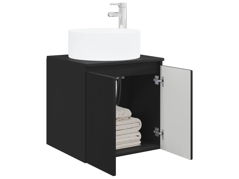 Meuble de lavabo mural, rangement salle de bain noir 49.5x44.5x65.5 cm - Conforama C