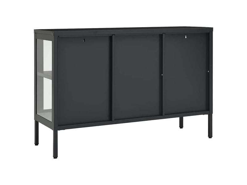  Buffet - bahut - meuble de rangement anthracite 105x35x70 cm acier et verre  - Conforama E