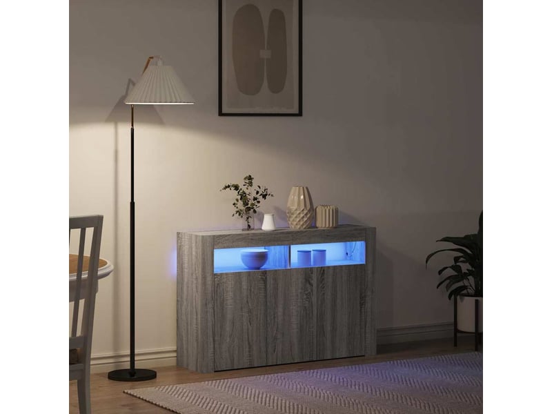  Buffet - bahut - meuble de rangement gris sonoma 116 x 30 x 75 cm bois d'ingénierie  - Conforama E