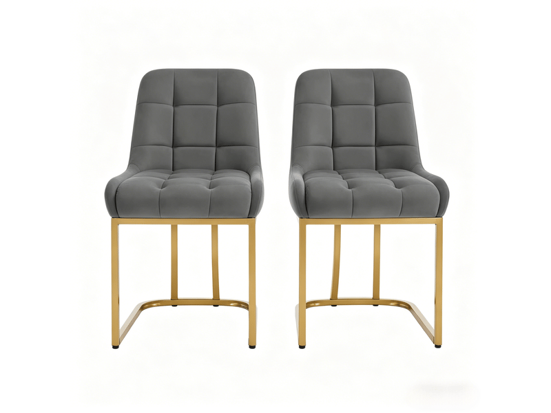  Lot de 2 chaises de salle à manger 52.5x42.5x84cm, gris foncé, métal, ergonomiques  - Conforama A