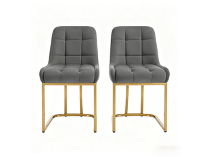 Lot de 2 chaises de salle à manger 52.5x42.5x84cm, gris foncé, métal, ergonomiques