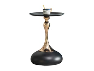 Table d'appoint ronde 38x38x54 cm moderne métal noir et doré