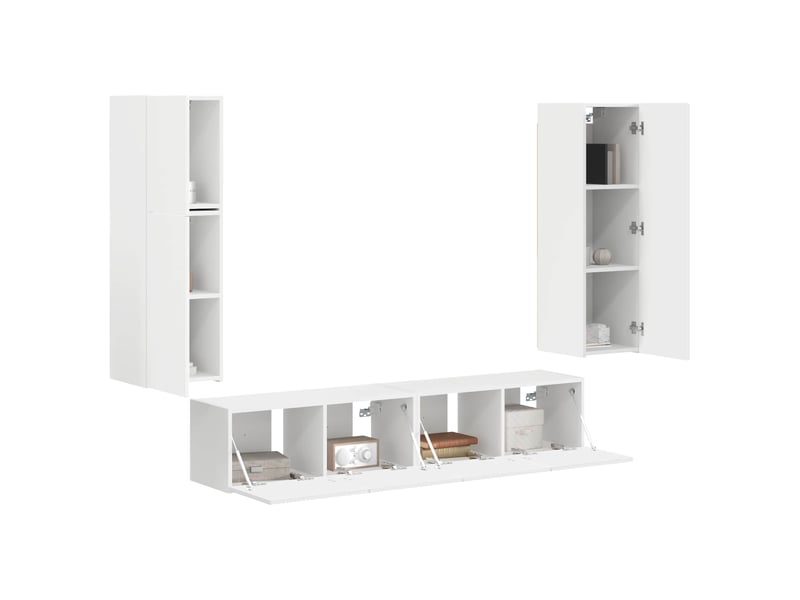  Ensemble meuble tv - banc tv - meuble de rangement 4 pcs blanc bois d'ingénierie  - Conforama C