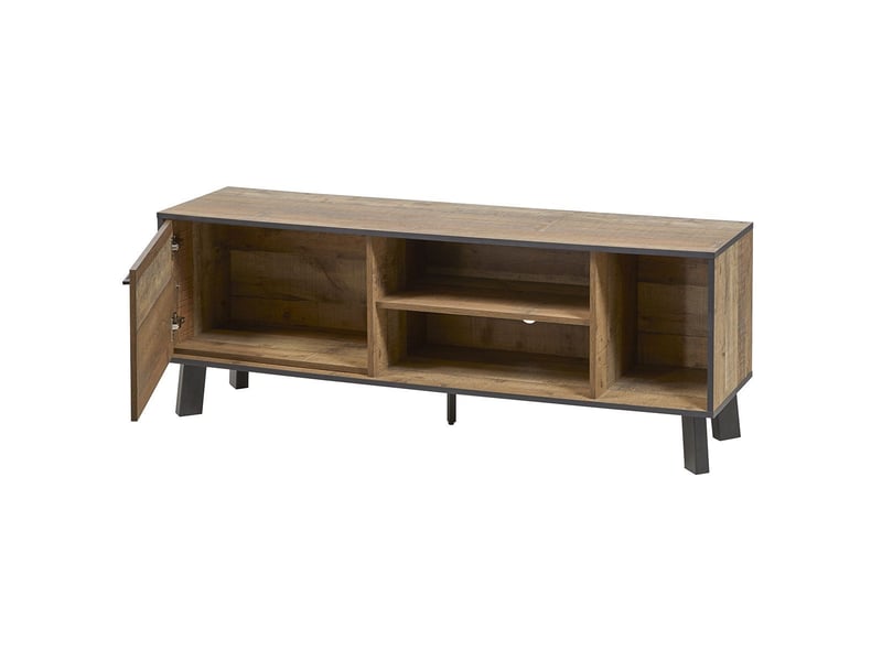  Meuble tv 1 porte aspect bois rustique poignées et pieds métal - chiara CHIARA - Conforama C