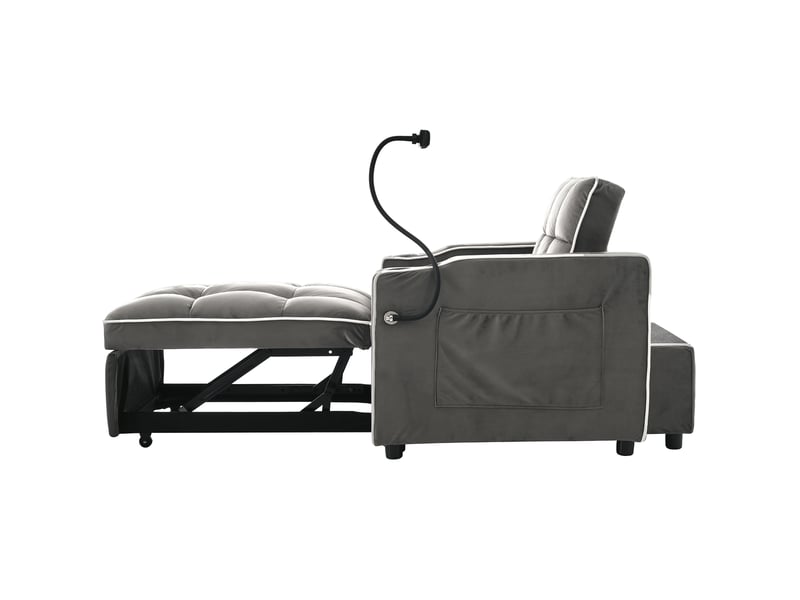 Fauteuil convertible 3-en-1 avec porte-gobelets et support téléphone, 83x167x76 cm - Conforama D