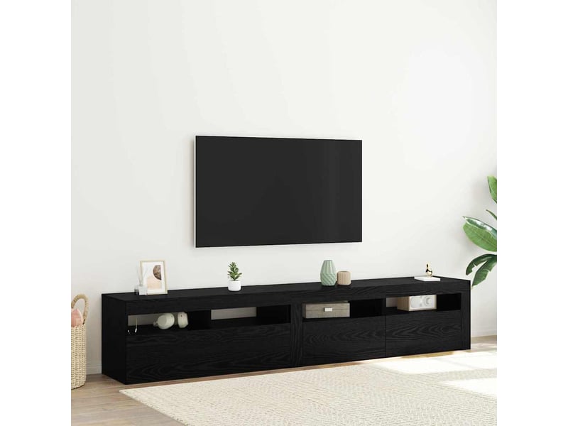  Meuble tv - banc tv - meuble de rangement 2 pcs chêne noir bois d'ingénierie  - Conforama B
