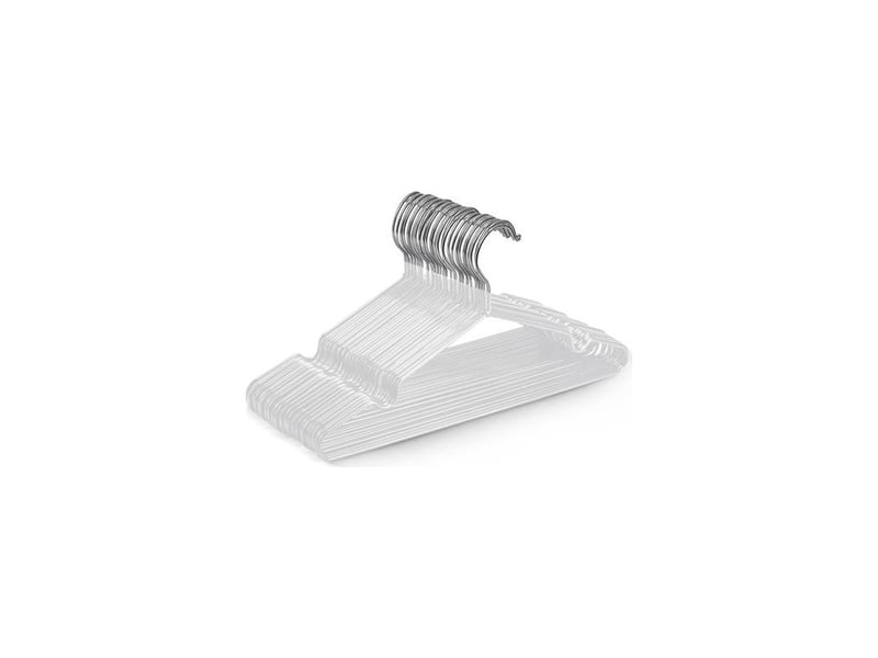  Lot de 20 cintres en métal blanc de haute qualité, recouverts de caoutchouc, mesurant 40 x 19,5 x 0,32 cm, peu encombrants et adaptés aux armoires.  - Conforama A