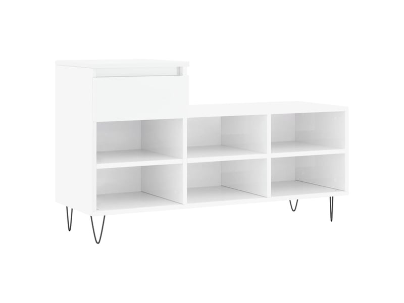 Meuble à chaussure blanc brillant 102x36x60 cm bois ingénierie shl9644  - Conforama A