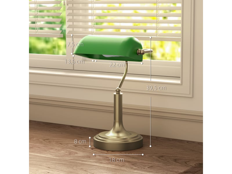  Lampe de bureau e27 de style banquier avec abat-jour réglable et interrupteur à bascule pour la maison, le bureau ou la bibliothèque - verte  - Conforama C