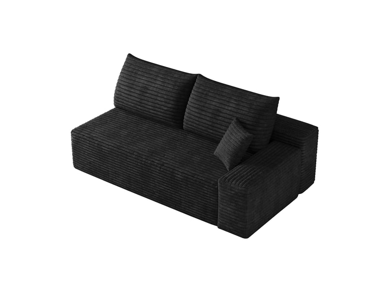 Canapé d'angle réversible 2 places avec méridienne, design modulaire sans montage, en tissu noir - Conforama A