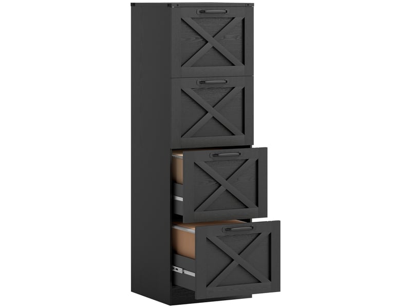  Caisson de bureau 4 tiroirs pour dossiers suspendus noir 40 x 40 x 131 cm  - Conforama A