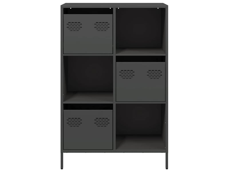  Buffet haut - bahut - meuble de rangement noir 68x39x103,5 cm acier  - Conforama E