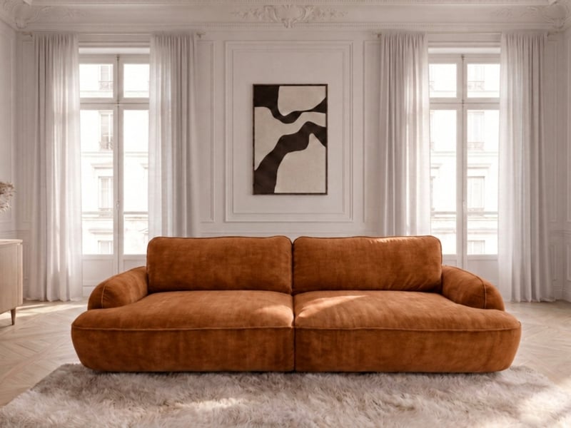  Bobochic canapé droit convertible 4 places celeste tissu lisse orange CELESTE - Conforama D