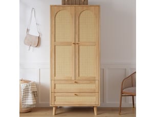 Armoire 2 porte(s) battante 2 tiroir(s) <strong>HAVRYA</strong> <strong></strong> coloris naturel largeur 50 cm