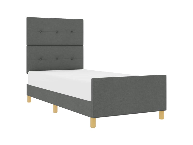 Lit simple- lit adulte -  cadre de lit avec tête de lit gris foncé 100 x 200 cm tissu  - Conforama A