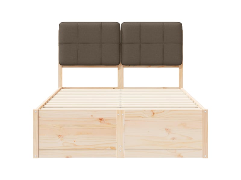 Lit double- lit adulte - cadre de lit avec tête de lit rembourrée taupe 120 x 190 cm - Conforama D