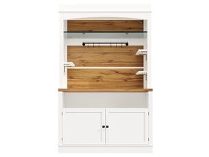 Lot de 2 armoires hautes avec led, buffet 184 cm avec étagère en verre et crochets, finition blanche, charge jusqu’à 60 kg, meuble de rangement cuisine et salle à manger