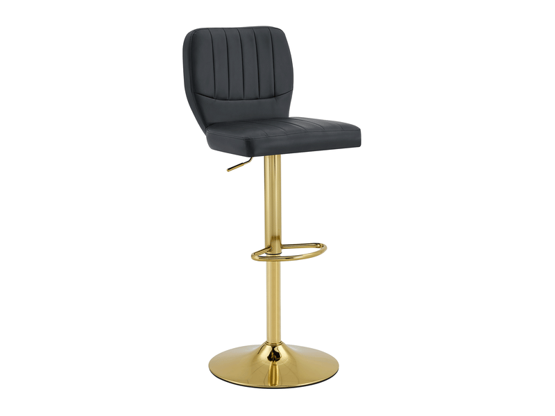  Lot de 2 tabourets de bar réglables,62-83 cm,similicuir et métal doré,noir  - Conforama D