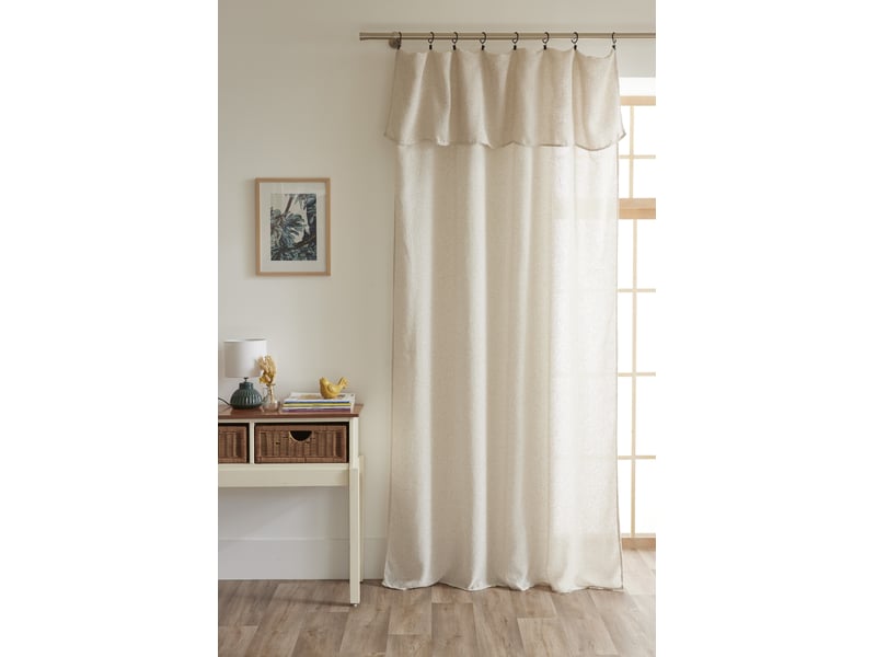  Rideau ajustable + 8 anneaux pince 140 x 270 cm polyester fils teints effet chambray dua sable 15664 - Conforama A