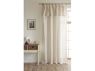 Rideau ajustable + 8 anneaux pince 140 x 270 cm polyester fils teints effet chambray dua sable