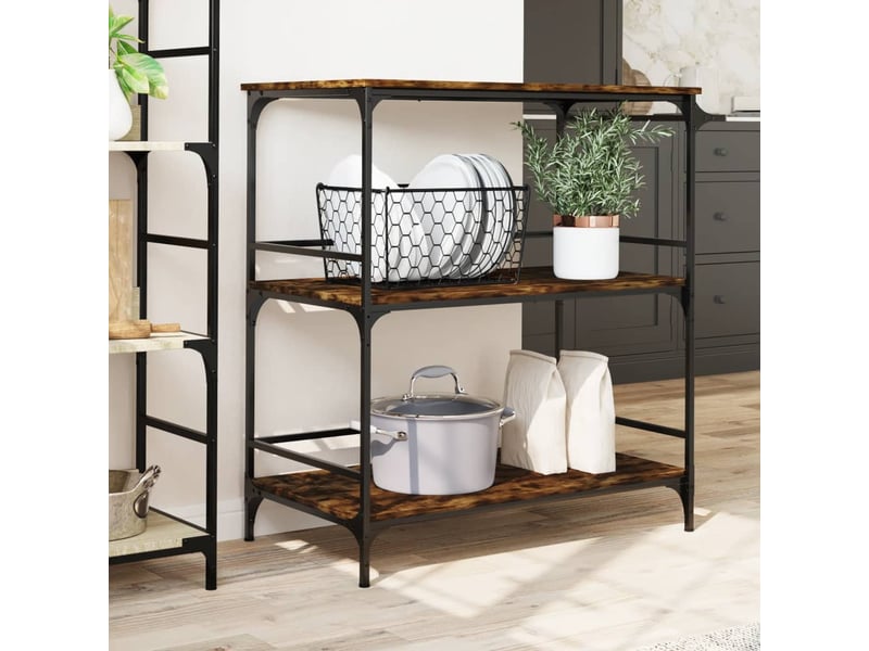  Desserte de cuisine, chariot de rangement chêne fumé 100,5x50x105 cm bois d'ingénierie  - Conforama C