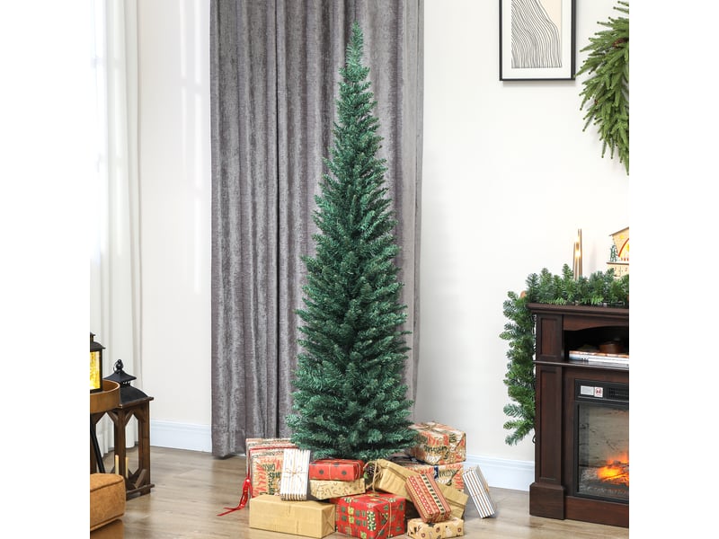  Sapin de noël artificiel 180 cm, arbre de noël slim, 321 pointes, facile à monter et ranger, pour maison bureau, vert  - Conforama B