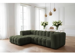 Canapé d'angle gauche fixe <strong>LOUNGITUDE</strong> <strong>MILOE</strong> 4 places Velours Vert