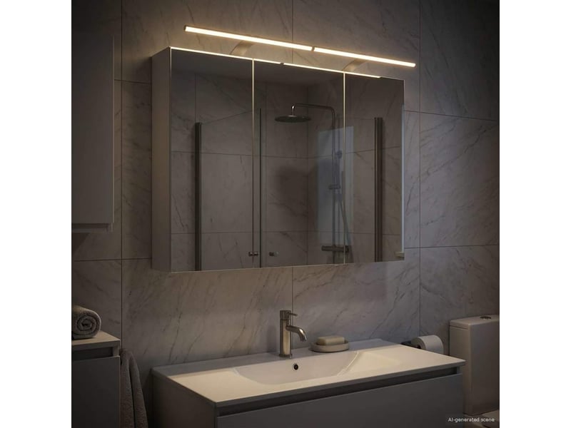 Amoire de salle de bain, meuble de salle de bain avec miroir blanc 100x14.5x70 cm - Conforama D
