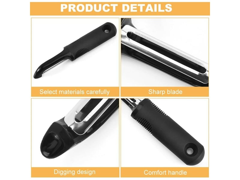  Econome legumes, éplucheurs, eplucheur tomate, lame tranchante en acier inoxydable, lame rotative, avec trous de creusement, adaptée pour éplucher les QWE001036 - Conforama E