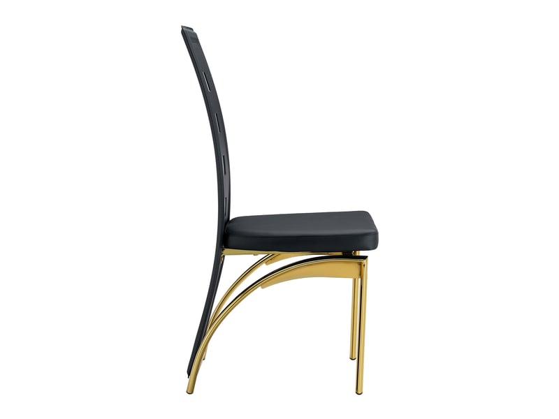 Chaises de salle à manger design ajouré, lot de 4, pu noir, pieds métal doré, h102,5 cm - Conforama D
