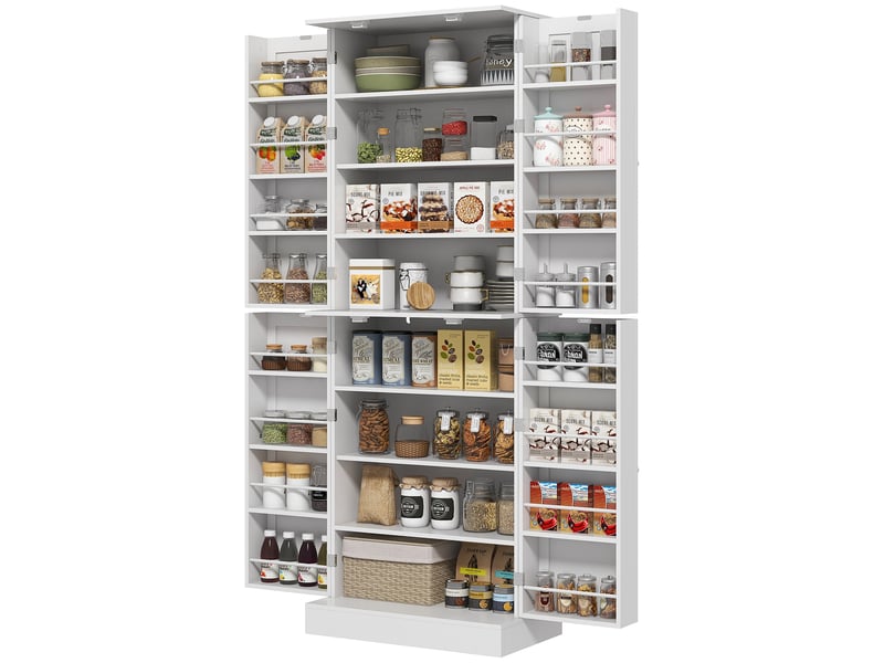  Armoire de cuisine avec placards et étagères réglables blanc 60 x 35 x 166 cm  - Conforama B