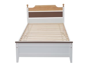 Lit simple 90x200 cm <strong>MERAX</strong>  <strong>lit enfant blanc</strong> coloris blanc