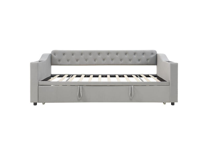  Lit adulte 90180x190cm,lit gigogne,canapé-lit en velours avec prise usb et poches,gris lit adulte gris - Conforama D