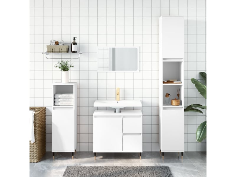 Ensemble de meubles salle de bain 3 pcs blanc bois d'ingénierie cf63940 - Conforama B