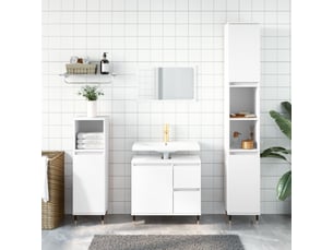 Ensemble de meubles salle de bain 3 pcs blanc bois d'ingénierie cf63940