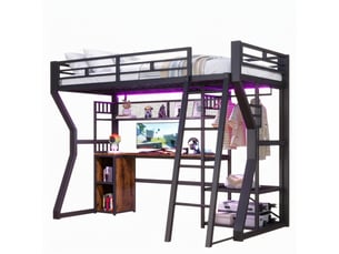 Lit mezzanine 90x200 cm MEUBLIV coloris noir